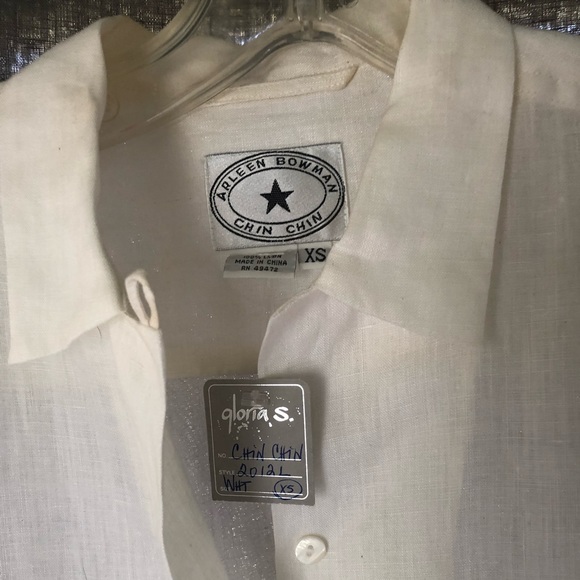 Aileen Bowman chinChin, White linen shirtXS, NWT - Picture 2 of 3